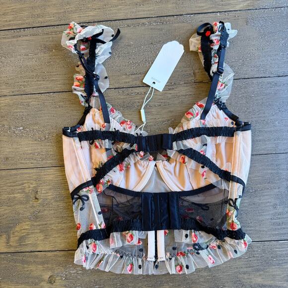 For Love & Lemons Lace Bow Corset Top NWT 32DD Coquette Renaissance Bustier Sexy - Picture 4 of 15